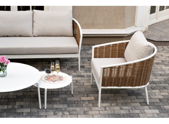 "Тоскана" лаунж-зона из искусственного ротанга, цвет соломенный в Каменске-Уральском