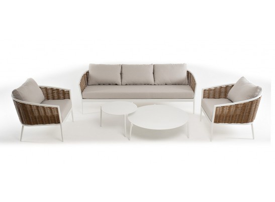 "Тоскана" лаунж-зона из искусственного ротанга, цвет соломенный в Каменске-Уральском