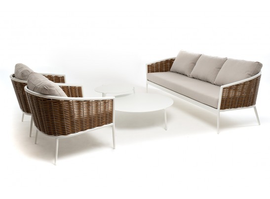 "Тоскана" лаунж-зона из искусственного ротанга, цвет соломенный в Каменске-Уральском