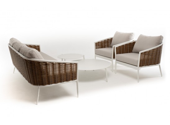 "Тоскана" лаунж-зона из искусственного ротанга, цвет соломенный в Каменске-Уральском