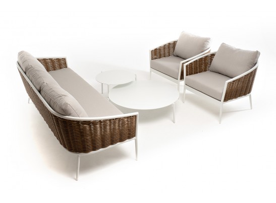 "Тоскана" лаунж-зона из искусственного ротанга, цвет соломенный в Каменске-Уральском