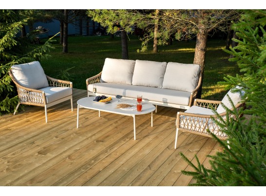 "Венеция" лаунж-зона из искусственного ротанга, цвет соломенный в Каменске-Уральском