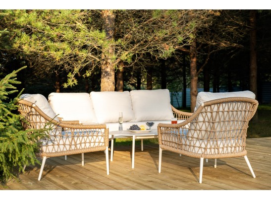 "Венеция" лаунж-зона из искусственного ротанга, цвет соломенный в Каменске-Уральском