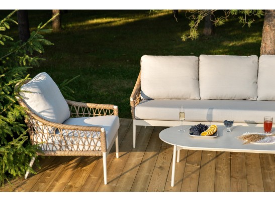 "Венеция" лаунж-зона из искусственного ротанга, цвет соломенный в Каменске-Уральском