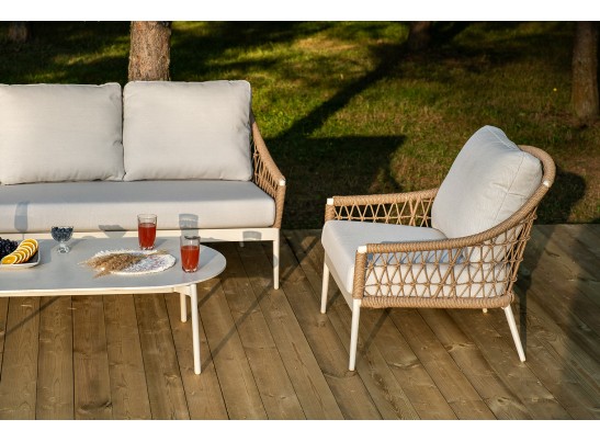 "Венеция" лаунж-зона из искусственного ротанга, цвет соломенный в Каменске-Уральском