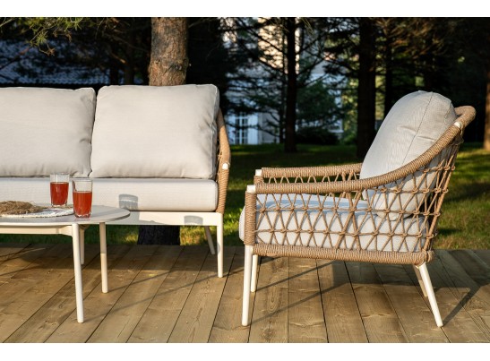 "Венеция" лаунж-зона из искусственного ротанга, цвет соломенный в Каменске-Уральском