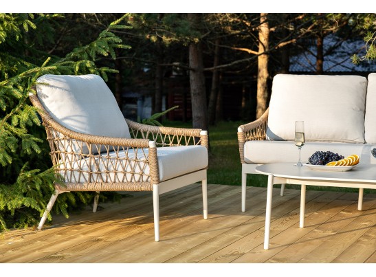 "Венеция" лаунж-зона из искусственного ротанга, цвет соломенный в Каменске-Уральском