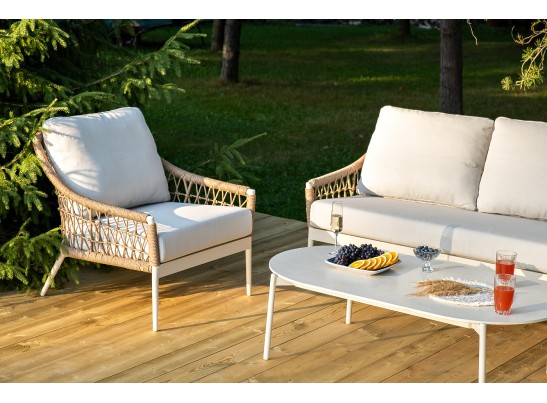 "Венеция" лаунж-зона из искусственного ротанга, цвет соломенный в Каменске-Уральском