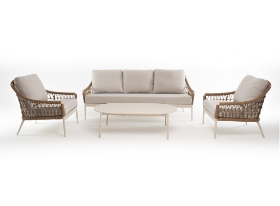 "Венеция" лаунж-зона из искусственного ротанга, цвет соломенный в Каменске-Уральском