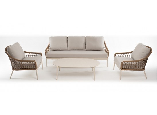 "Венеция" лаунж-зона из искусственного ротанга, цвет соломенный в Каменске-Уральском