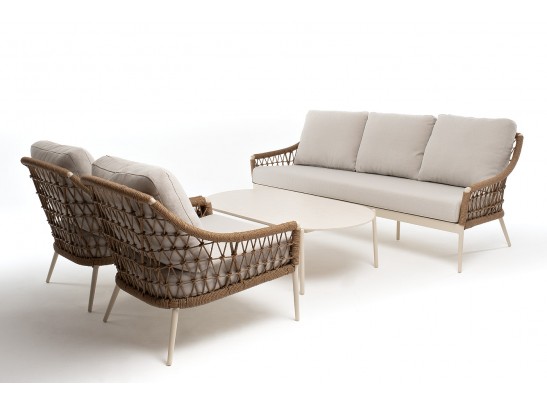 "Венеция" лаунж-зона из искусственного ротанга, цвет соломенный в Каменске-Уральском