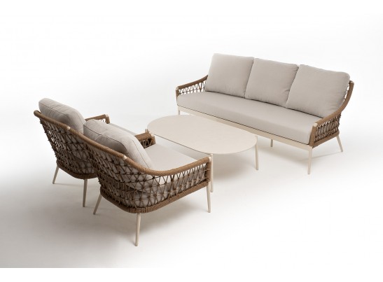 "Венеция" лаунж-зона из искусственного ротанга, цвет соломенный в Каменске-Уральском