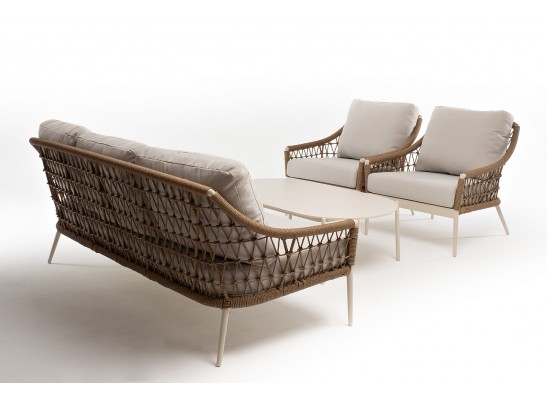 "Венеция" лаунж-зона из искусственного ротанга, цвет соломенный в Каменске-Уральском