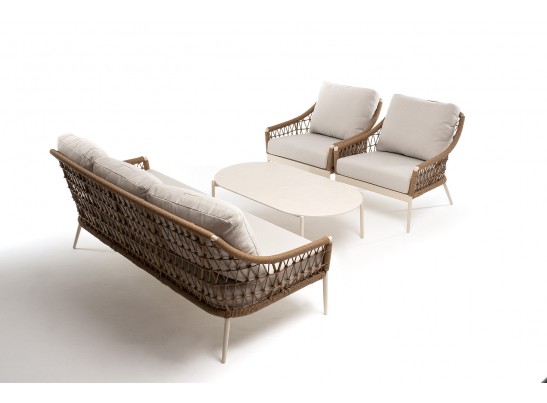 "Венеция" лаунж-зона из искусственного ротанга, цвет соломенный в Каменске-Уральском