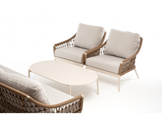 "Венеция" лаунж-зона из искусственного ротанга, цвет соломенный в Каменске-Уральском