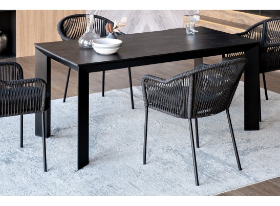 "Венето" обеденная группа на 4 персоны со стульями "Лион", каркас темно-серый, роуп темно-серый в Каменске-Уральском