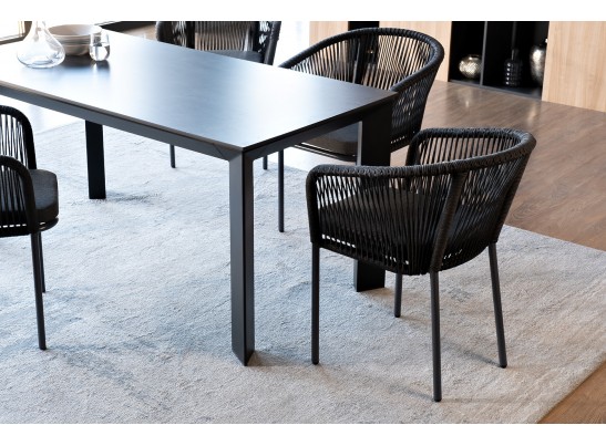 "Венето" обеденная группа на 4 персоны со стульями "Марсель", каркас темно-серый, роуп темно-серый в Каменске-Уральском