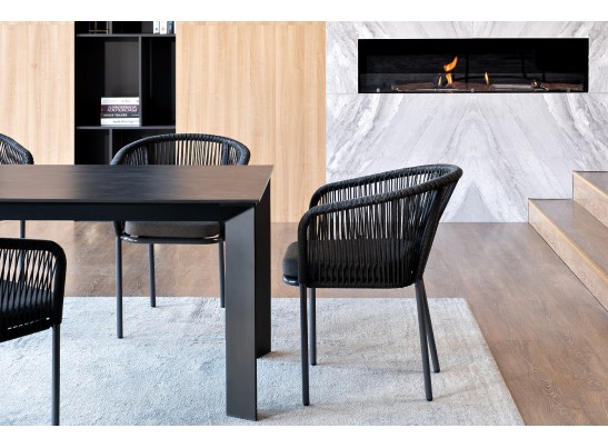 "Венето" обеденная группа на 4 персоны со стульями "Марсель", каркас темно-серый, роуп темно-серый в Каменске-Уральском