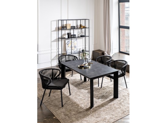 "Венето" обеденная группа на 4 персоны со стульями "Милан", каркас темно-серый, роуп темно-серый в Каменске-Уральском