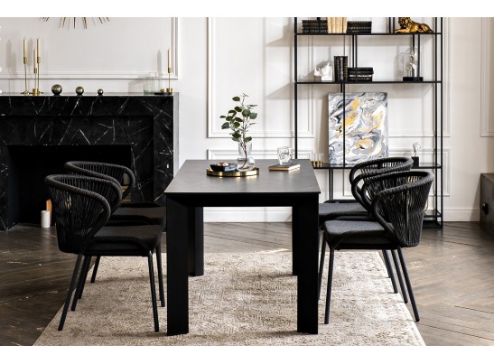 "Венето" обеденная группа на 4 персоны со стульями "Милан", каркас темно-серый, роуп темно-серый в Каменске-Уральском