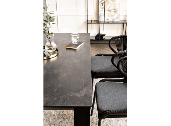 "Венето" обеденная группа на 4 персоны со стульями "Милан", каркас темно-серый, роуп темно-серый в Каменске-Уральском