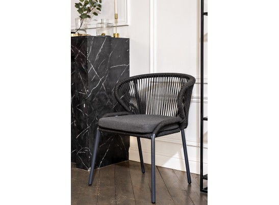 "Венето" обеденная группа на 4 персоны со стульями "Милан", каркас темно-серый, роуп темно-серый в Каменске-Уральском