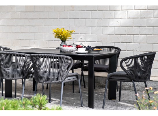 "Венето" обеденный стол из HPL 160х80см, цвет "серый гранит", каркас черный в Каменске-Уральском