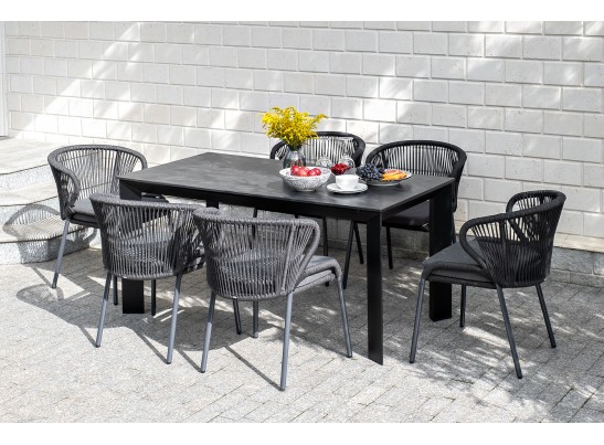 "Венето" обеденный стол из HPL 160х80см, цвет "серый гранит", каркас черный в Каменске-Уральском