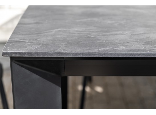 "Венето" обеденный стол из HPL 160х80см, цвет "серый гранит", каркас черный в Каменске-Уральском