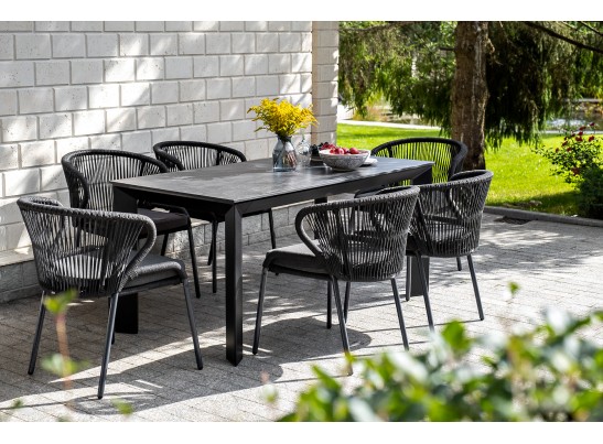 "Венето" обеденный стол из HPL 160х80см, цвет "серый гранит", каркас черный в Каменске-Уральском