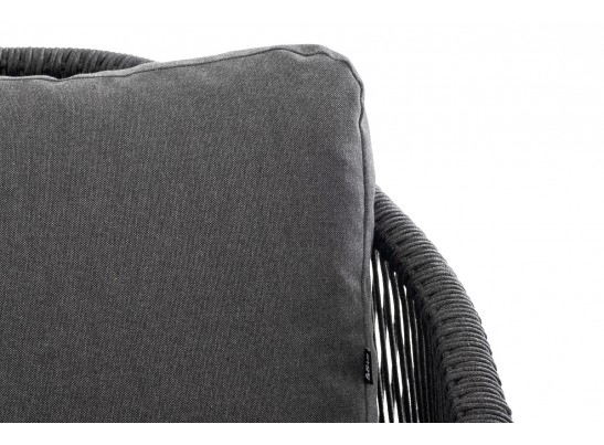 "Верона" диван 3-местный плетеный из роупа, каркас алюминий темно-серый (RAL7024) муар, роуп темно-серый круглый, ткань темно-серая 027 в Каменске-Уральском