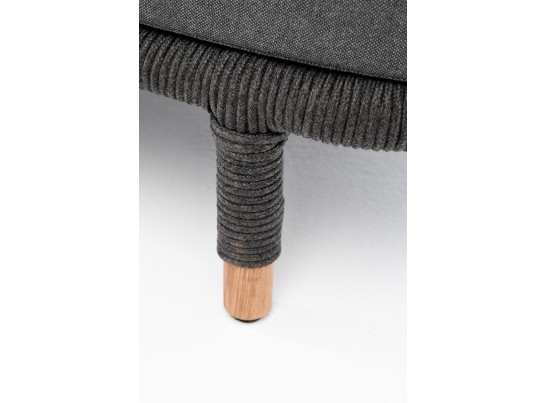 "Верона" диван 3-местный плетеный из роупа, каркас алюминий темно-серый (RAL7024) муар, роуп темно-серый круглый, ткань темно-серая 027 в Каменске-Уральском