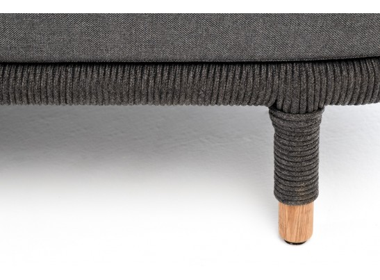 "Верона" диван 3-местный плетеный из роупа, каркас алюминий темно-серый (RAL7024) муар, роуп темно-серый круглый, ткань темно-серая 027 в Каменске-Уральском