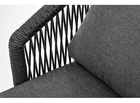 "Верона" кресло плетеное из роупа, каркас алюминий темно-серый (RAL7024) муар, роуп темно-серый круглый, ткань темно-серая 027 в Каменске-Уральском