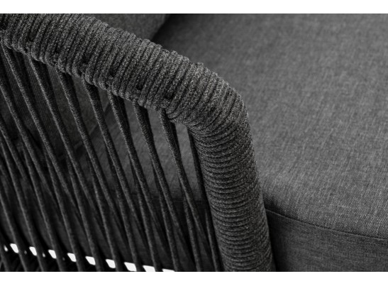 "Верона" кресло плетеное из роупа, каркас алюминий темно-серый (RAL7024) муар, роуп темно-серый круглый, ткань темно-серая 027 в Каменске-Уральском