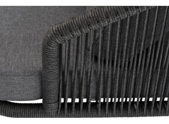 "Верона" кресло плетеное из роупа, каркас алюминий темно-серый (RAL7024) муар, роуп темно-серый круглый, ткань темно-серая 027 в Каменске-Уральском