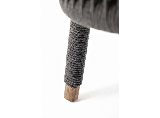 "Верона" кресло плетеное из роупа, каркас алюминий темно-серый (RAL7024) муар, роуп темно-серый круглый, ткань темно-серая 027 в Каменске-Уральском