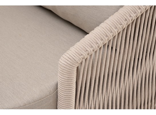 "Верона" лаунж-зона 5-местная плетеная из роупа (веревки), каркас алюминиевый белый, роуп бежевый в Каменске-Уральском