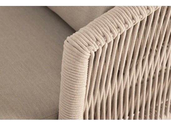 "Верона" лаунж-зона 5-местная плетеная из роупа (веревки), каркас алюминиевый белый, роуп бежевый в Каменске-Уральском