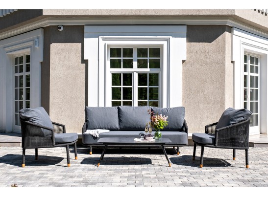 "Верона" лаунж-зона 5-местная плетеная из роупа (веревки), каркас алюминиевый темно-серый, роуп темно-серый в Каменске-Уральском