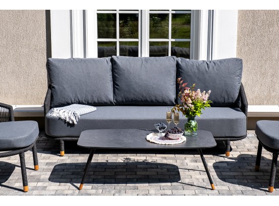 "Верона" лаунж-зона 5-местная плетеная из роупа (веревки), каркас алюминиевый темно-серый, роуп темно-серый в Каменске-Уральском