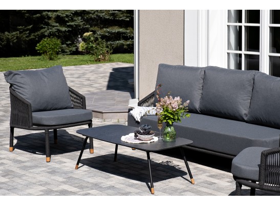 "Верона" лаунж-зона 5-местная плетеная из роупа (веревки), каркас алюминиевый темно-серый, роуп темно-серый в Каменске-Уральском