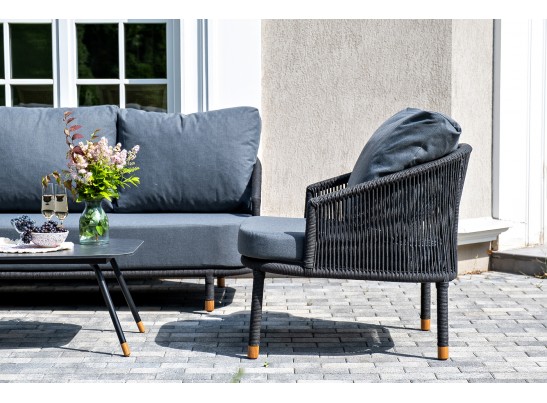 "Верона" лаунж-зона 5-местная плетеная из роупа (веревки), каркас алюминиевый темно-серый, роуп темно-серый в Каменске-Уральском