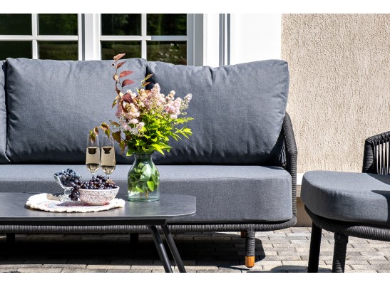 "Верона" лаунж-зона 5-местная плетеная из роупа (веревки), каркас алюминиевый темно-серый, роуп темно-серый в Каменске-Уральском