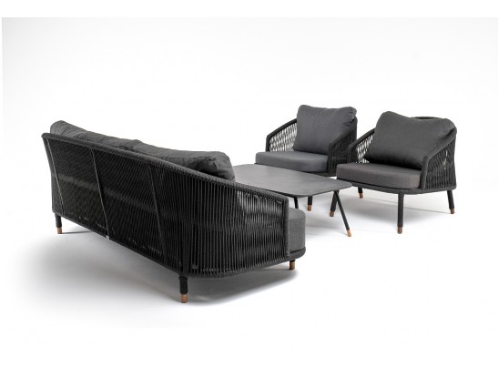 "Верона" лаунж-зона 5-местная плетеная из роупа (веревки), каркас алюминиевый темно-серый, роуп темно-серый в Каменске-Уральском