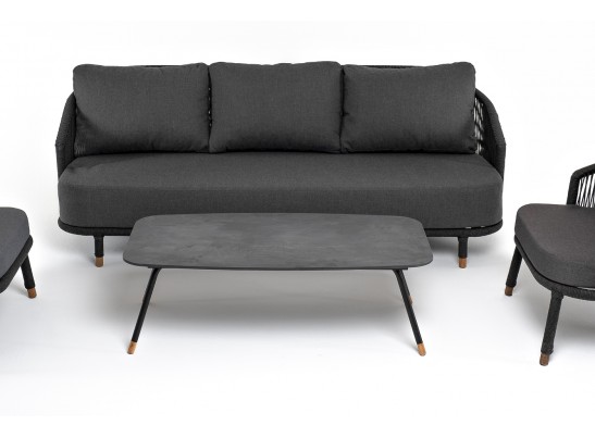 "Верона" лаунж-зона 5-местная плетеная из роупа (веревки), каркас алюминиевый темно-серый, роуп темно-серый в Каменске-Уральском