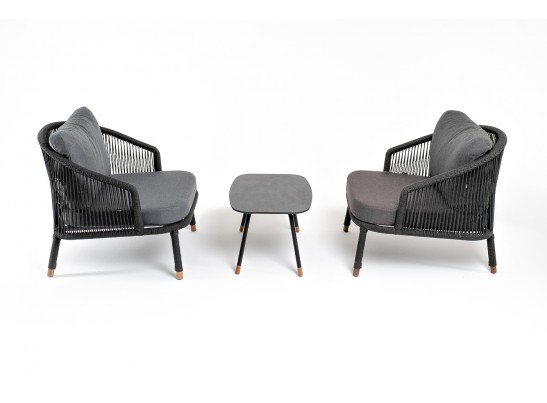 "Верона" лаунж-зона 5-местная плетеная из роупа (веревки), каркас алюминиевый темно-серый, роуп темно-серый в Каменске-Уральском