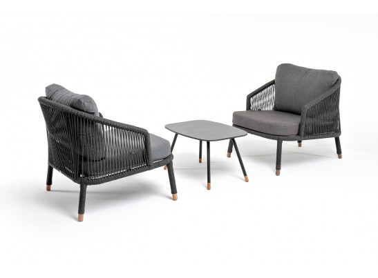 "Верона" лаунж-зона 5-местная плетеная из роупа (веревки), каркас алюминиевый темно-серый, роуп темно-серый в Каменске-Уральском