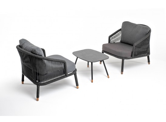 "Верона" лаунж-зона 5-местная плетеная из роупа (веревки), каркас алюминиевый темно-серый, роуп темно-серый в Каменске-Уральском