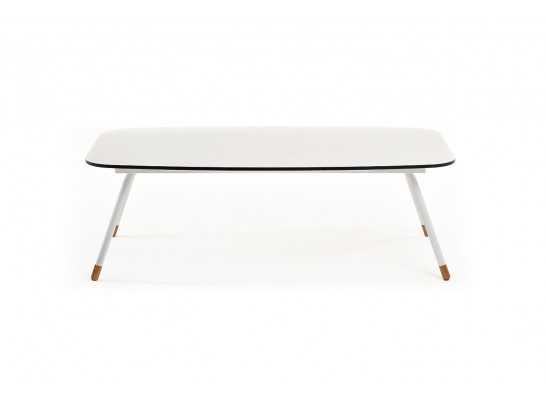 "Верона" журнальный стол из HPL 120х65, H40, каркас белый муар, цвет столешницы "молочный" в Каменске-Уральском